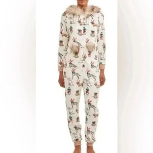 Holiday Time Womens Plus Size 2x 18W 22W Zip Front Fleece One Piece Pajamas Dogs